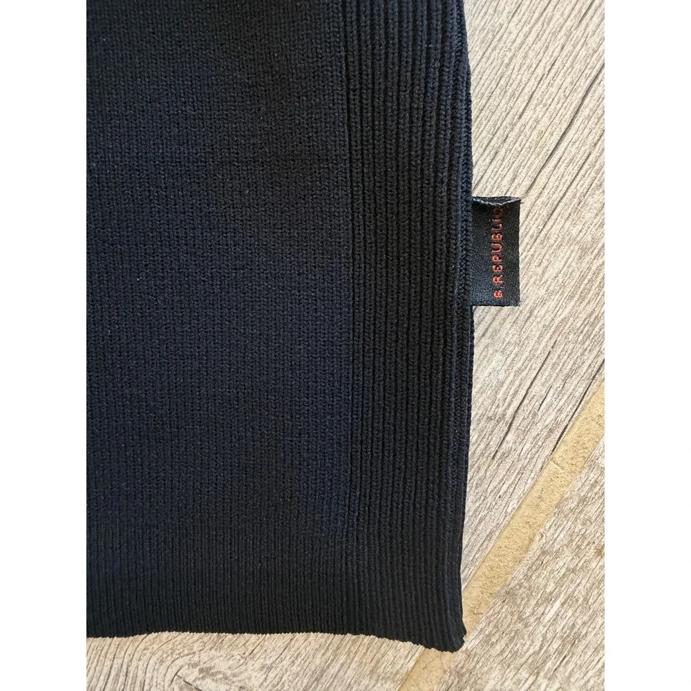 Banana Republic Vintage Quarter Zip Pullover Mens Medium Black Ribbed Knit